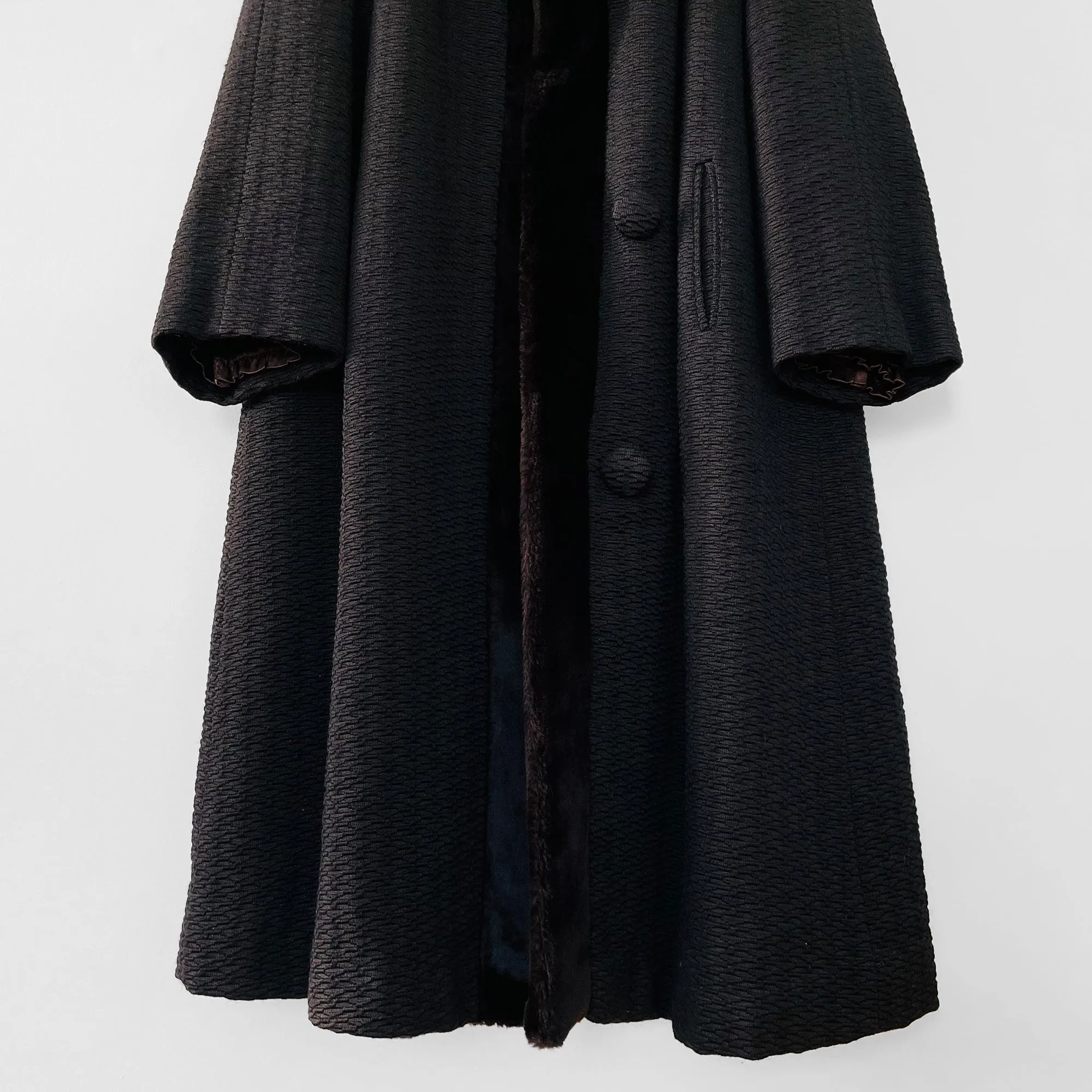 1960s Faux-Fur Dark Brown Textured Coat