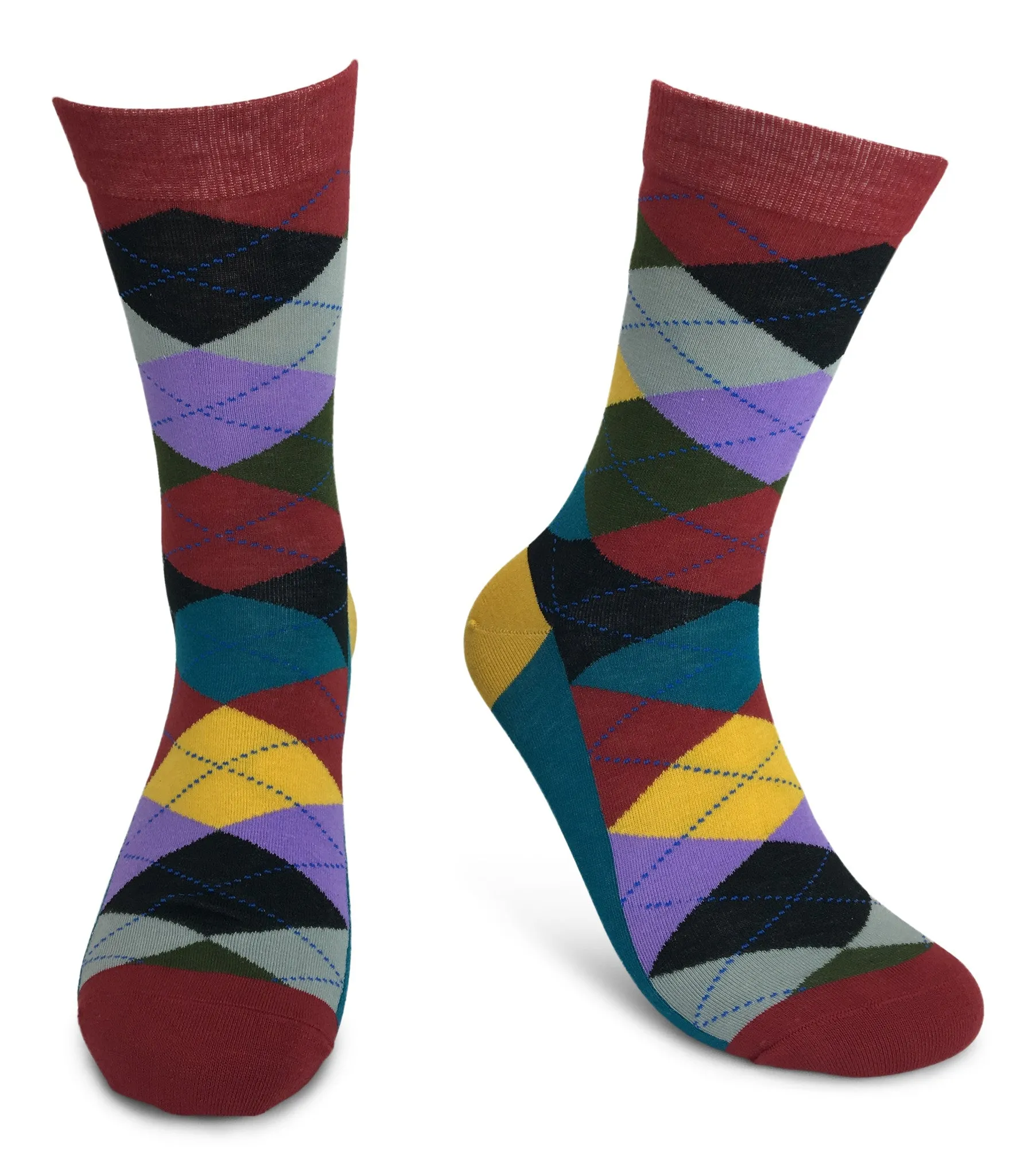 2 Pair Mens Funky Fun Colorful Cotton Socks-Hipster Power Socks-Theme Socks