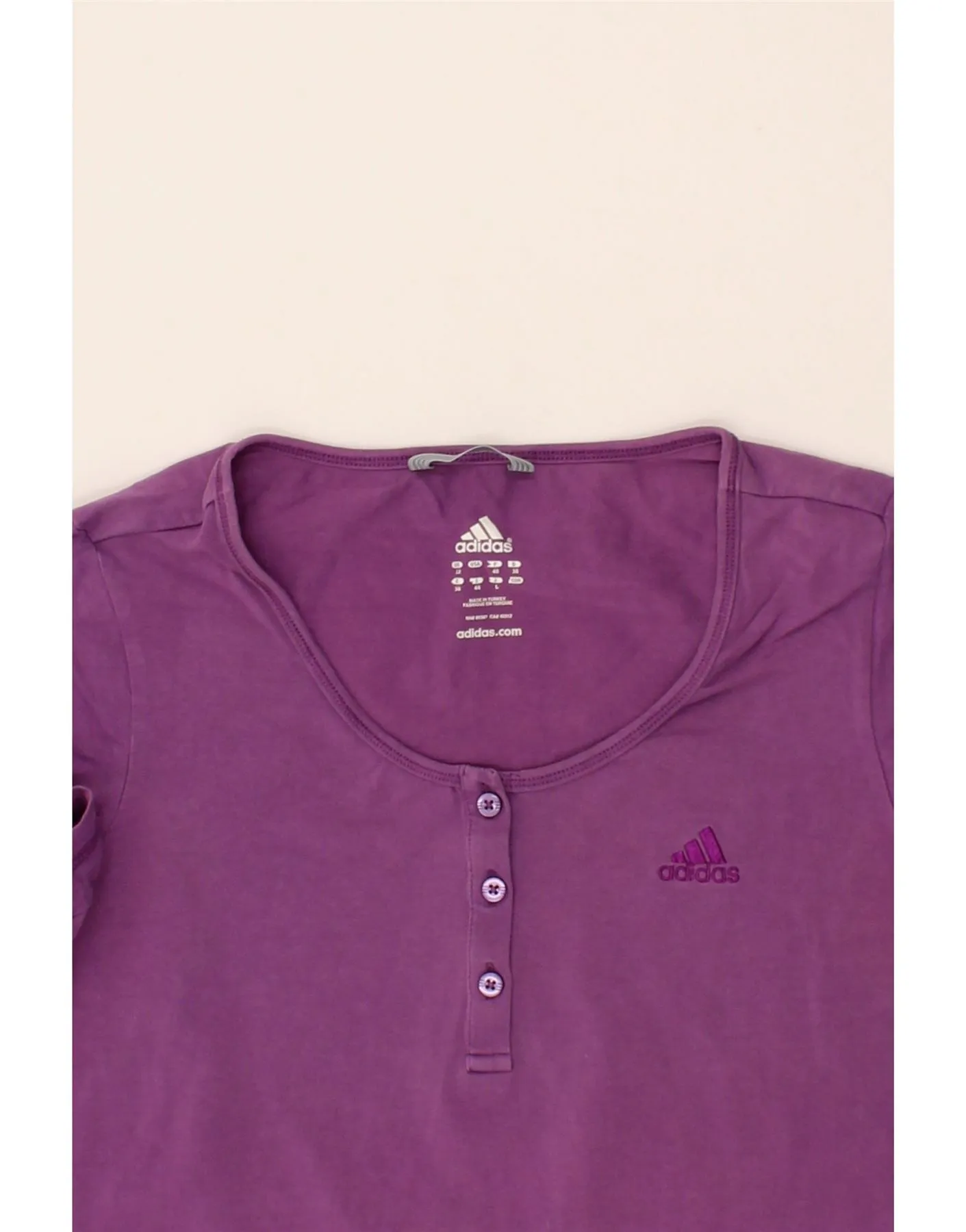 ADIDAS Womens T-Shirt Top UK 12  Medium  Purple Cotton