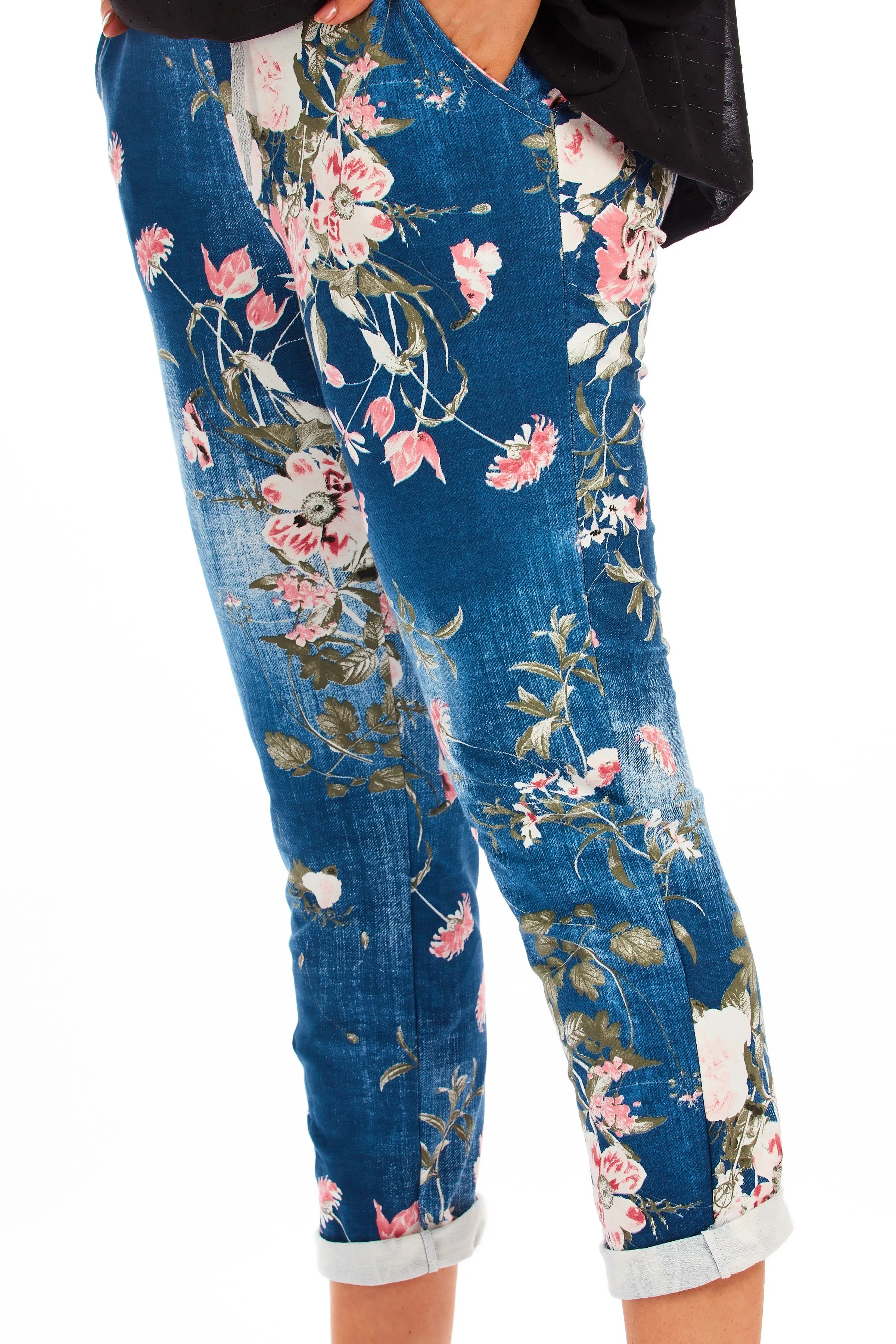 Alice joggers -  floral dark wash