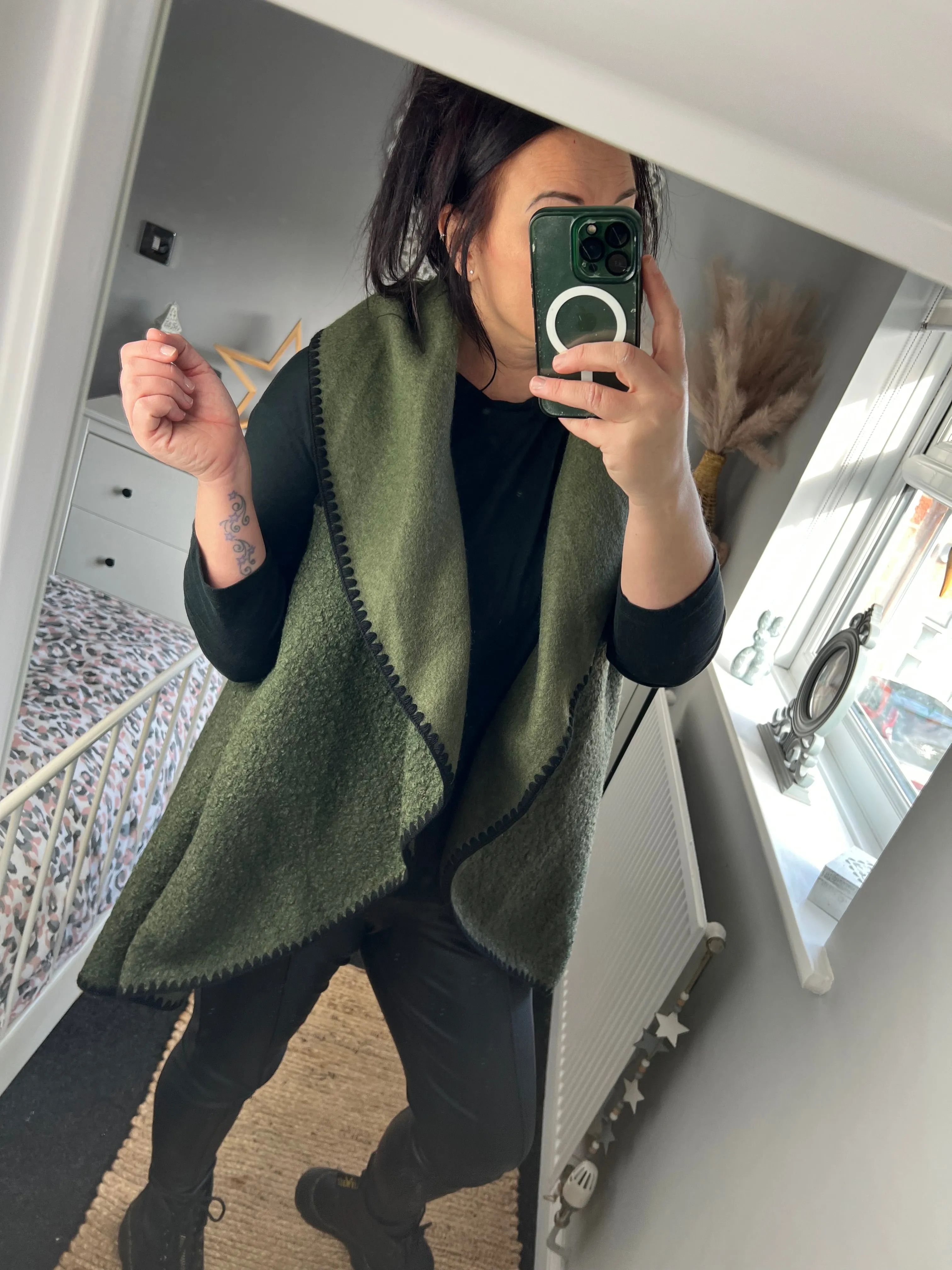 Boucle Waterfall Waistcoat - Khaki