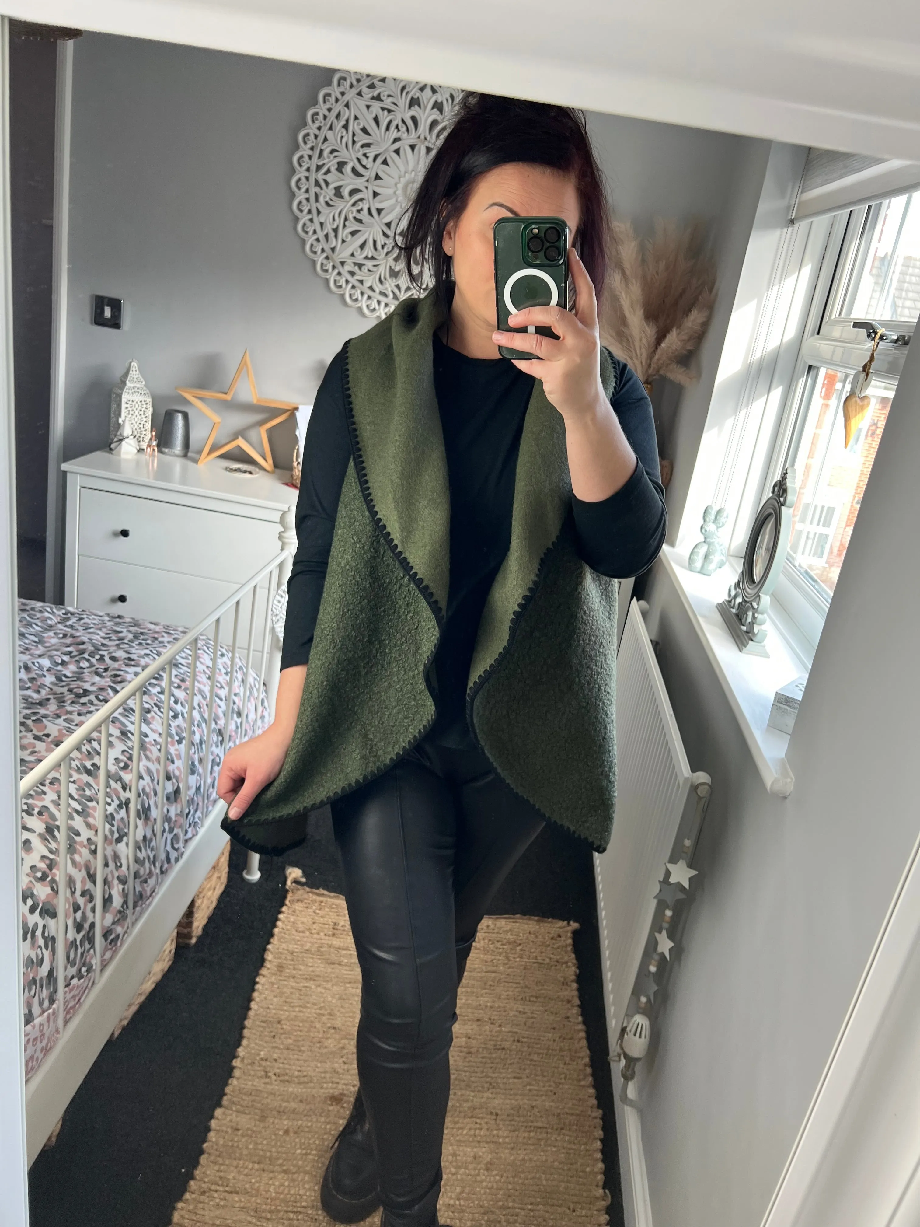 Boucle Waterfall Waistcoat - Khaki