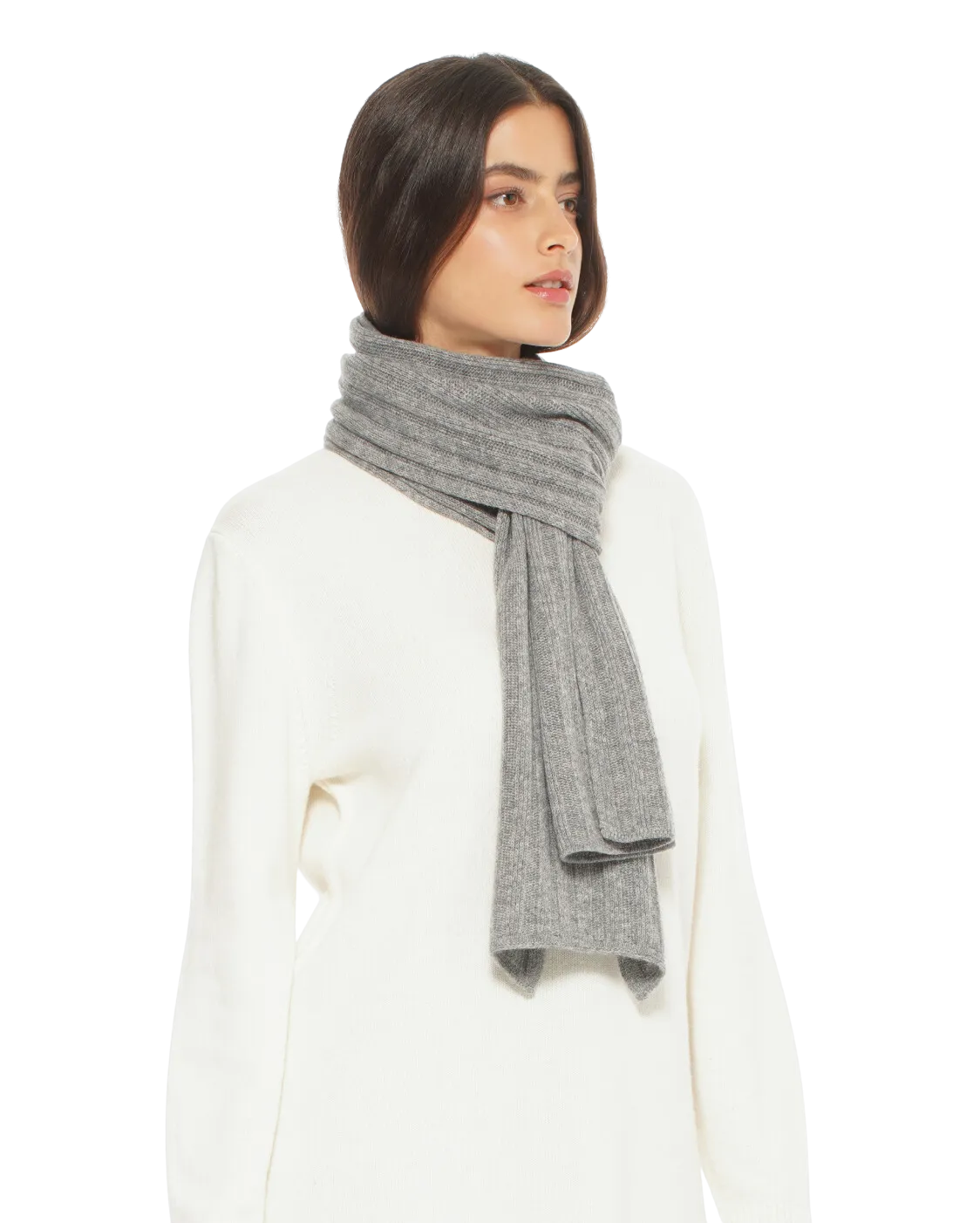Cashmere & Wool Chunky Ribbed Scarf Black by Monticelli Cashmere