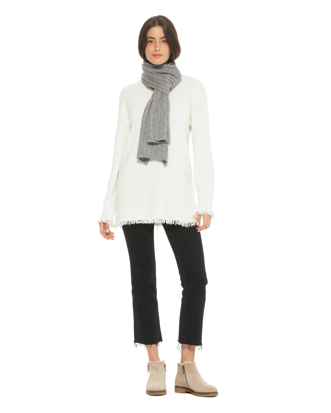 Cashmere & Wool Chunky Ribbed Scarf Black by Monticelli Cashmere