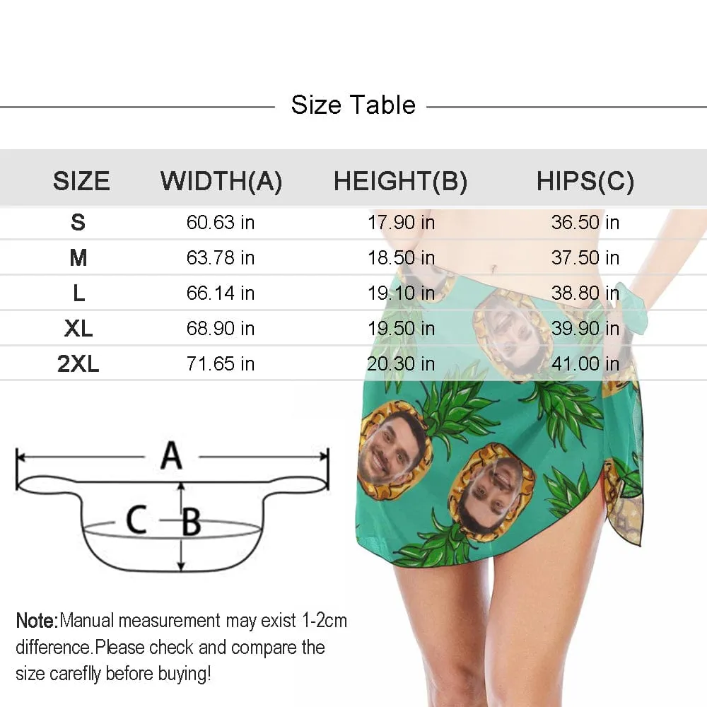 Custom Face Bohemia Swim Bikini Coverup Personalised Short Sarongs Beach Wrap For Women Girls