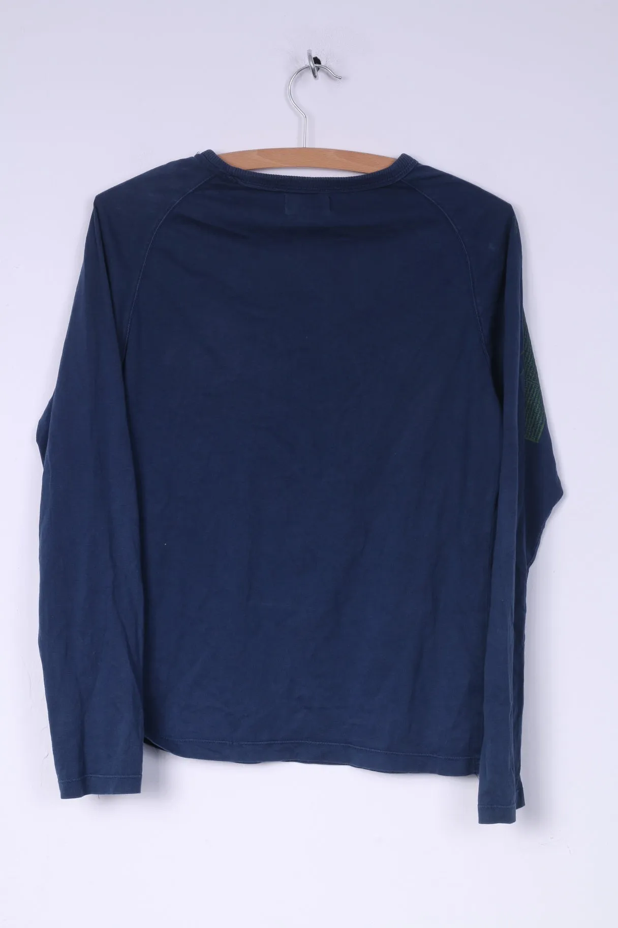 Diesel Boys L 14 Age Graphic Shirt Navy Long Sleeve Cotton Henley Top
