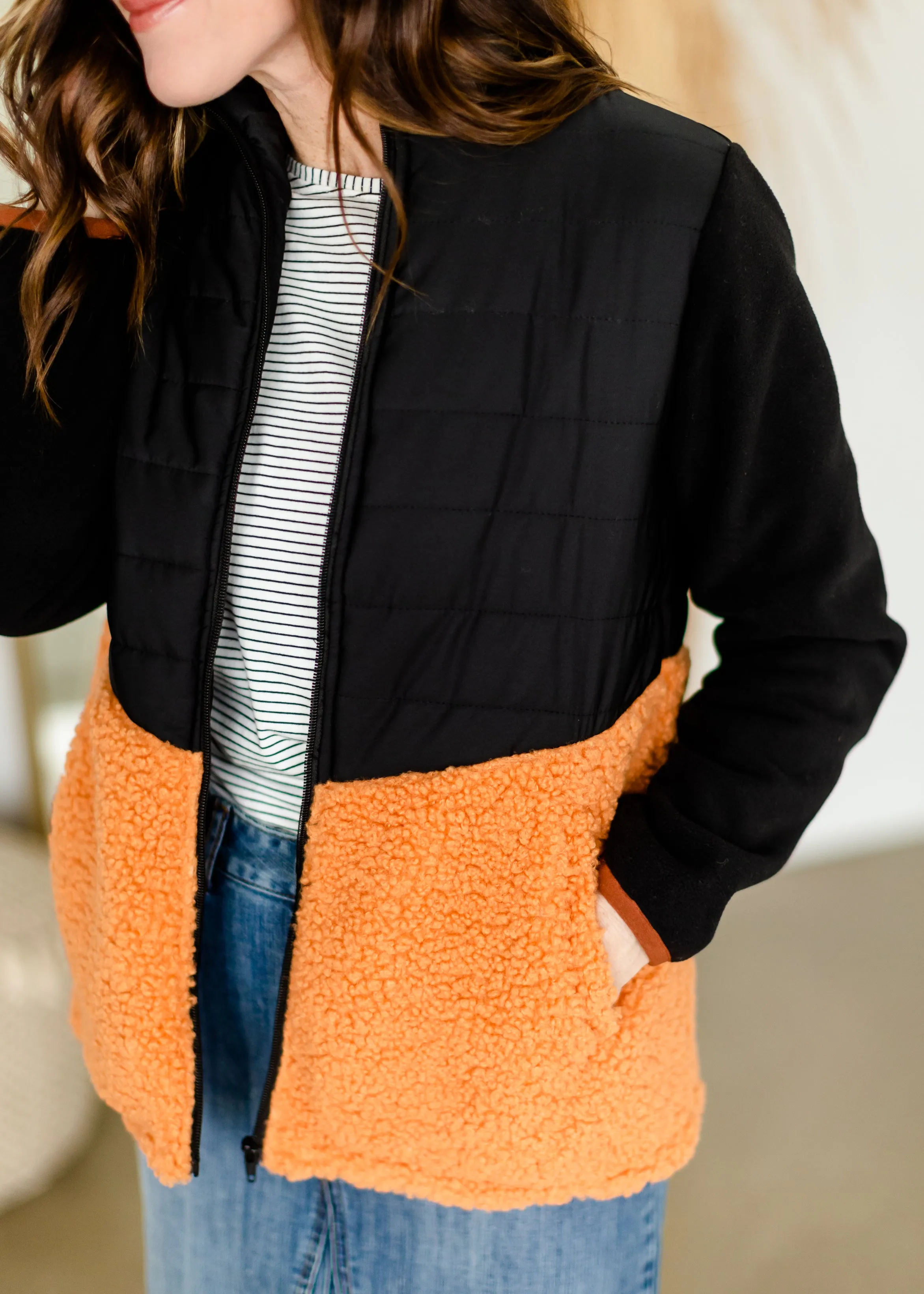 Faux Fur Zip Up Padded Jacket - FINAL SALE
