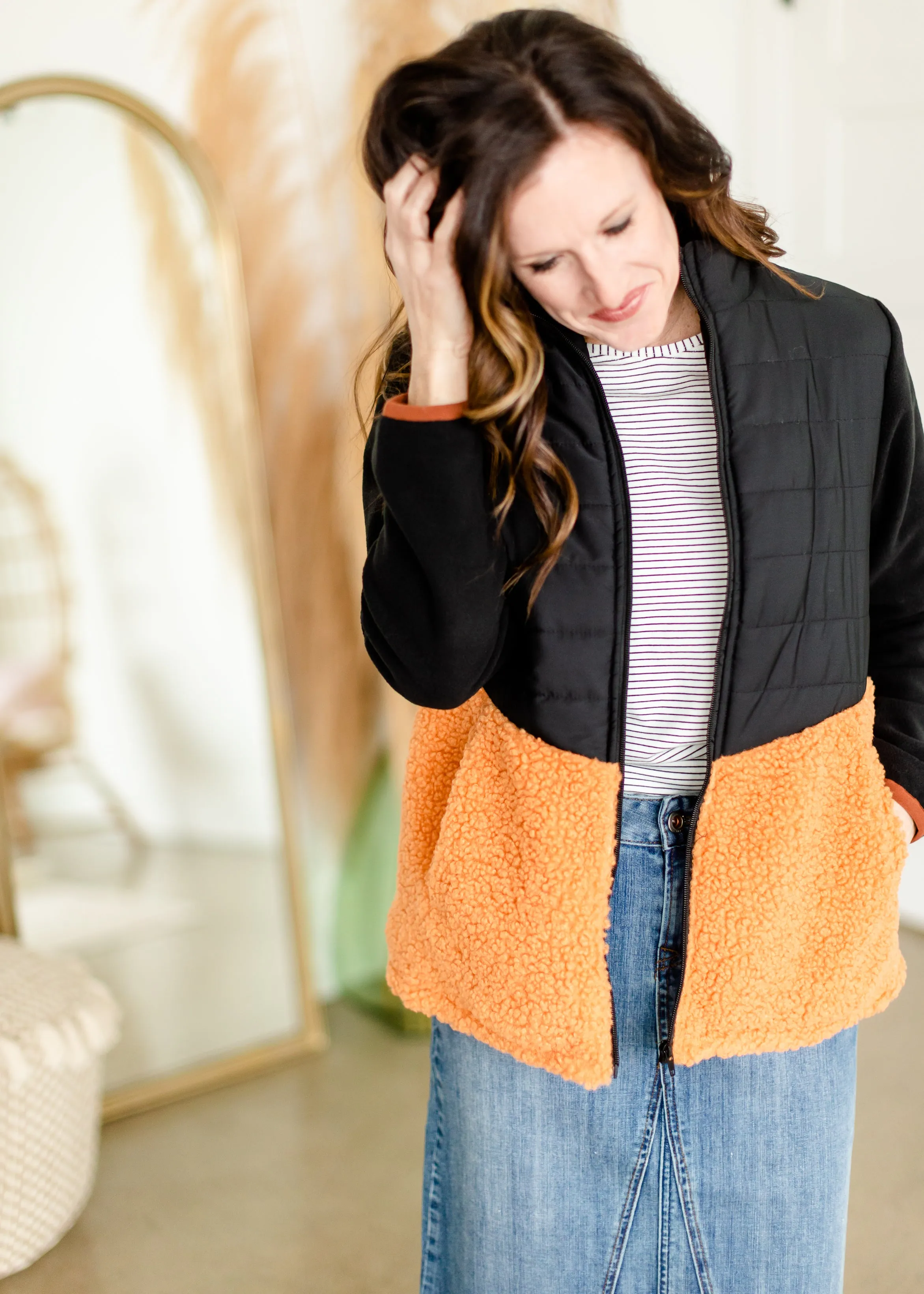 Faux Fur Zip Up Padded Jacket - FINAL SALE