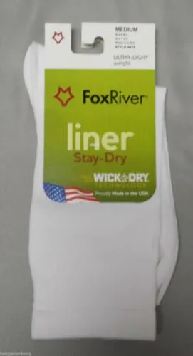 Fox River 4478 Wick Dry Alturas Socks Ultra-Lightweight Crew Liner Sock White S