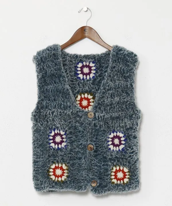 Fur Yarn Crochet Vest