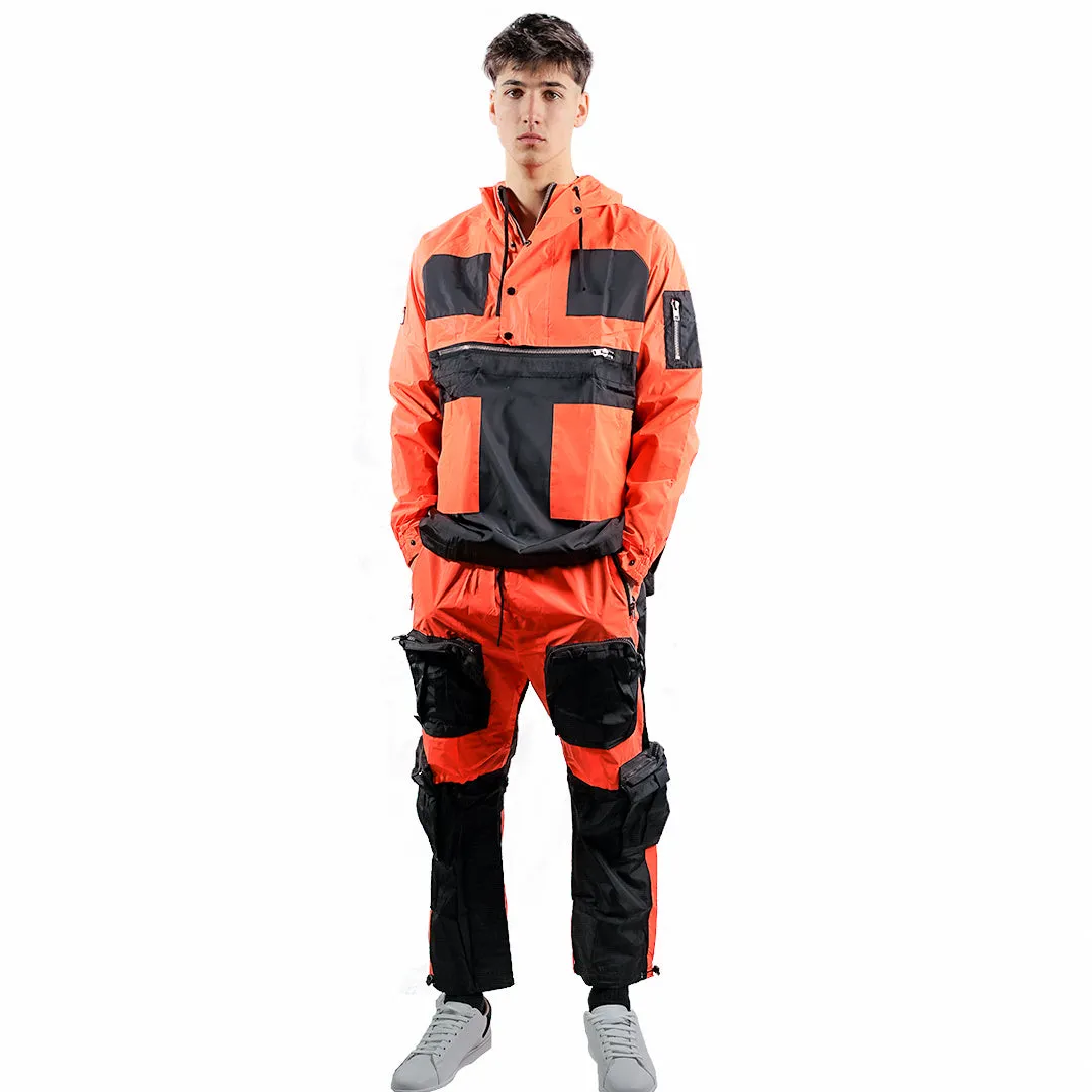 INDVLST Color Block Cargo Pant Orange