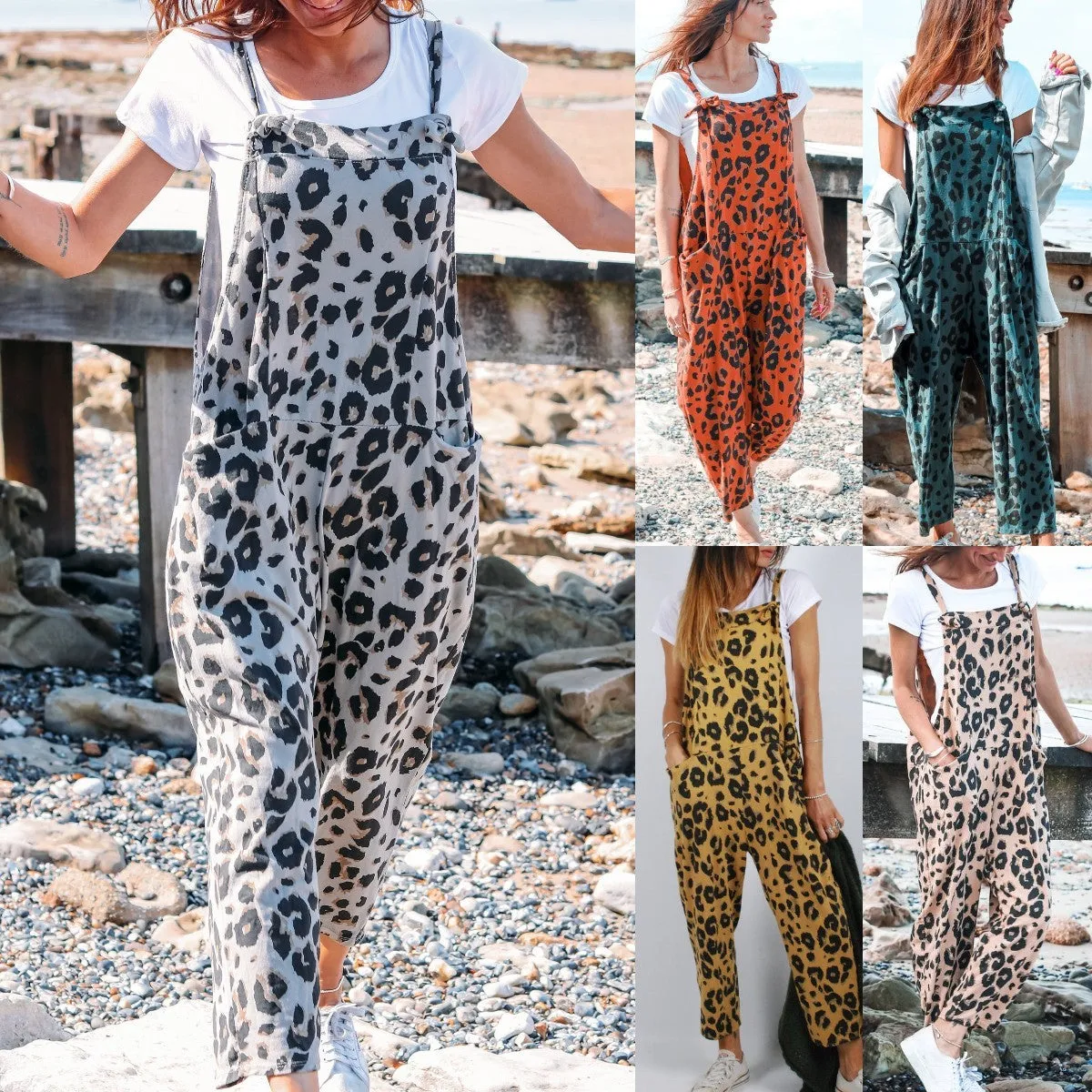 Leopard Print Loose Plus Size All-match Jumpsuit