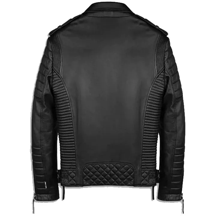 Men's Distressed Leather Biker Jacket