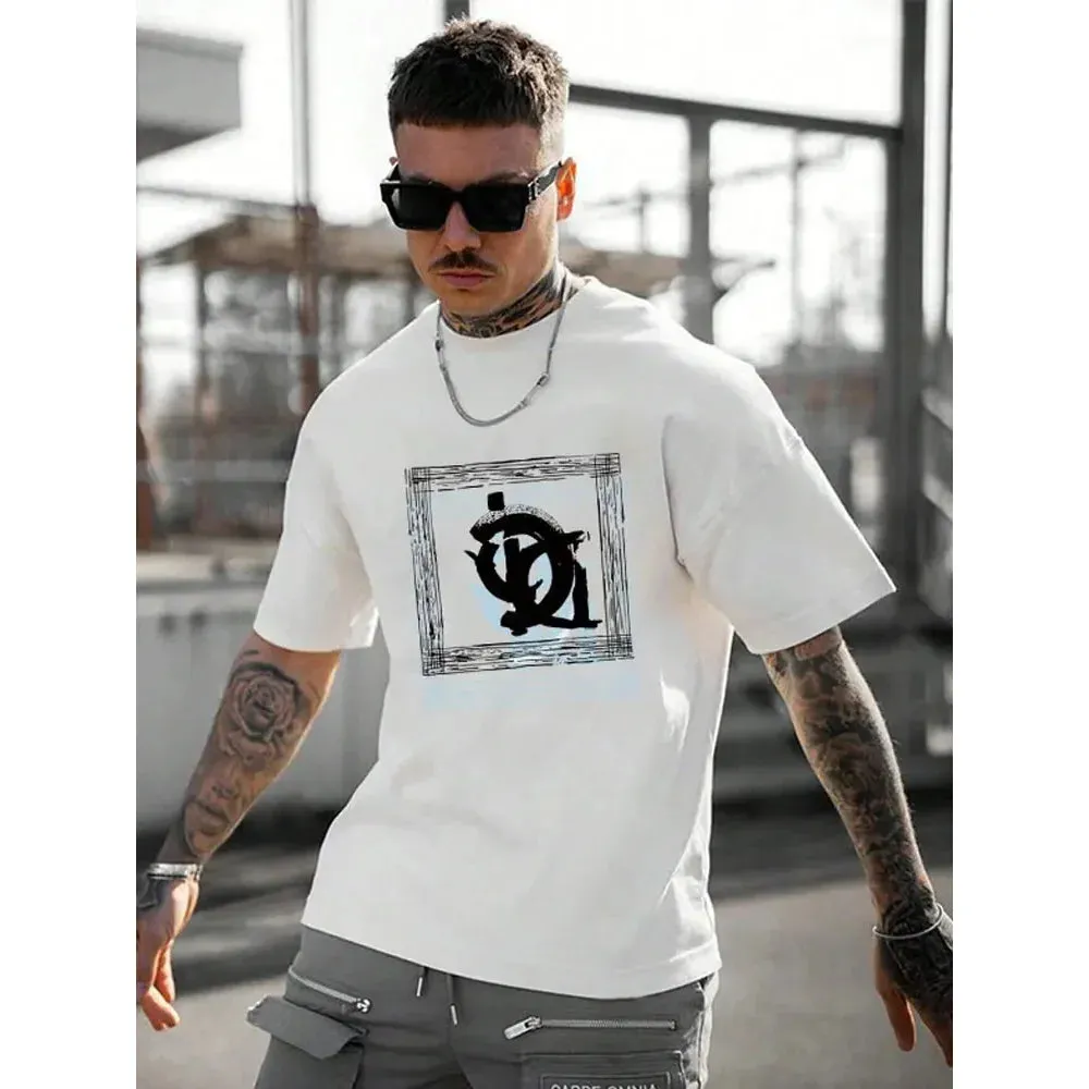 Men's T-Shirt Letter 3D Printing Casual High Quality Tees Short Sleeve