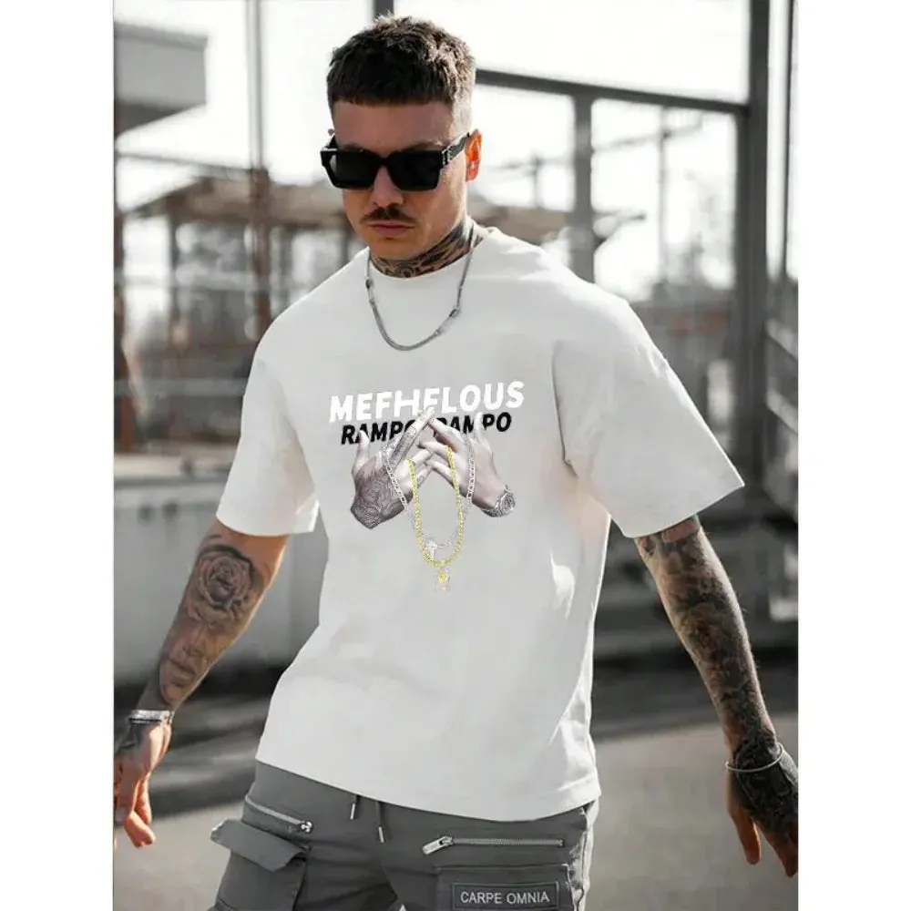 Men's T-Shirt Letter 3D Printing Casual High Quality Tees Short Sleeve