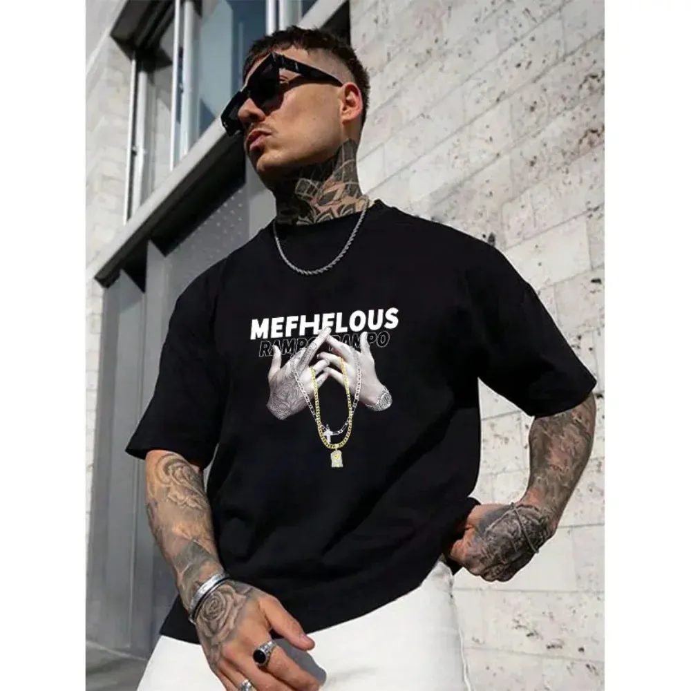 Men's T-Shirt Letter 3D Printing Casual High Quality Tees Short Sleeve