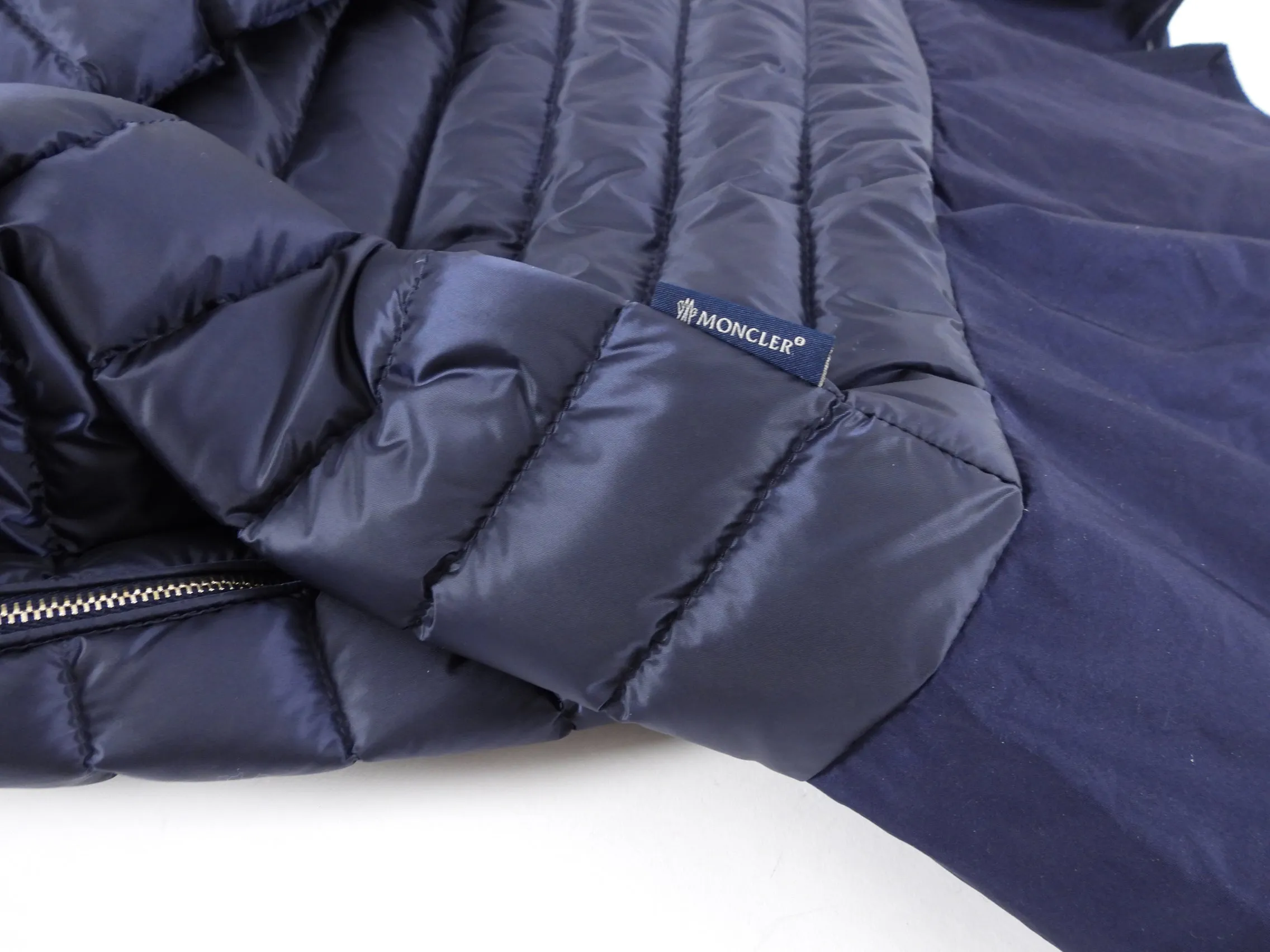 Moncler Navy Light Down Daurade Ruffle Hood Coat - 4/6