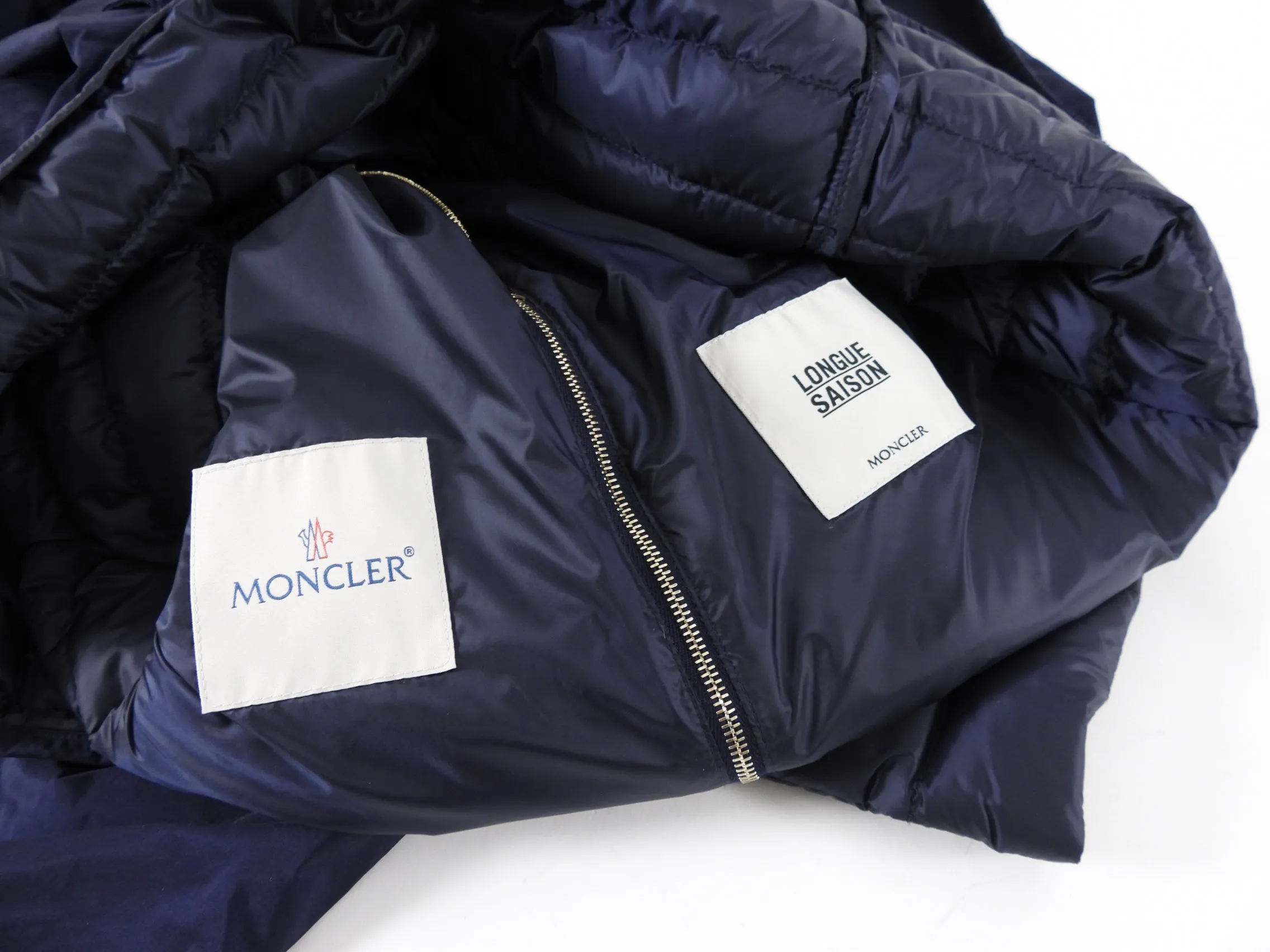 Moncler Navy Light Down Daurade Ruffle Hood Coat - 4/6