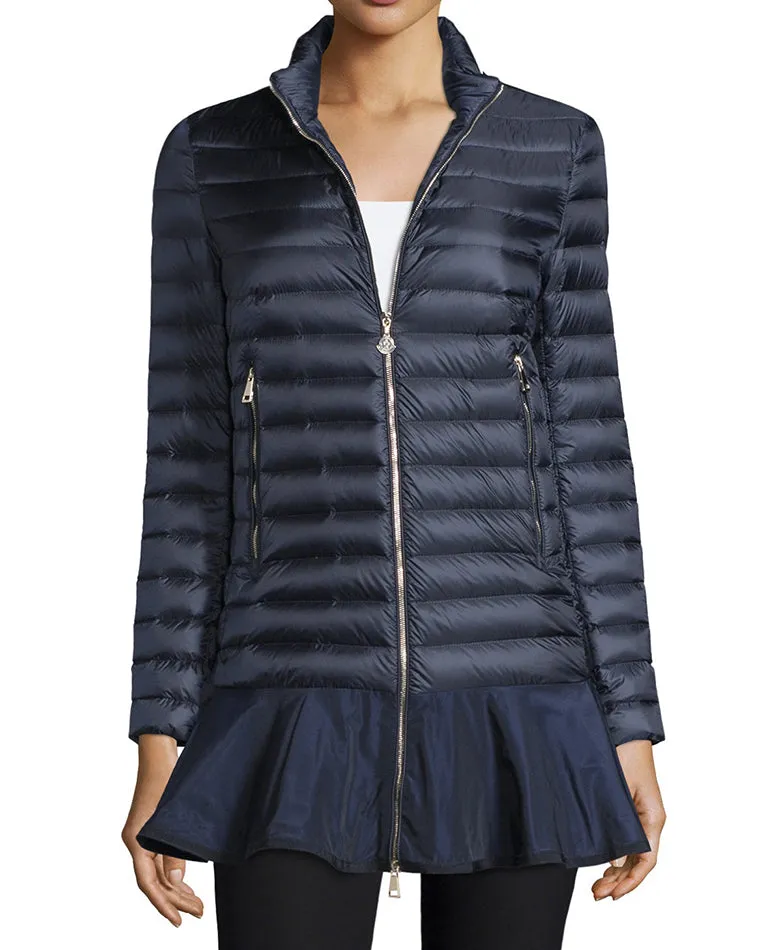 Moncler Navy Light Down Daurade Ruffle Hood Coat - 4/6