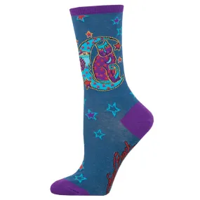 Moonside Cat, Laurel Burch (Teal) Women’s Crew Socks