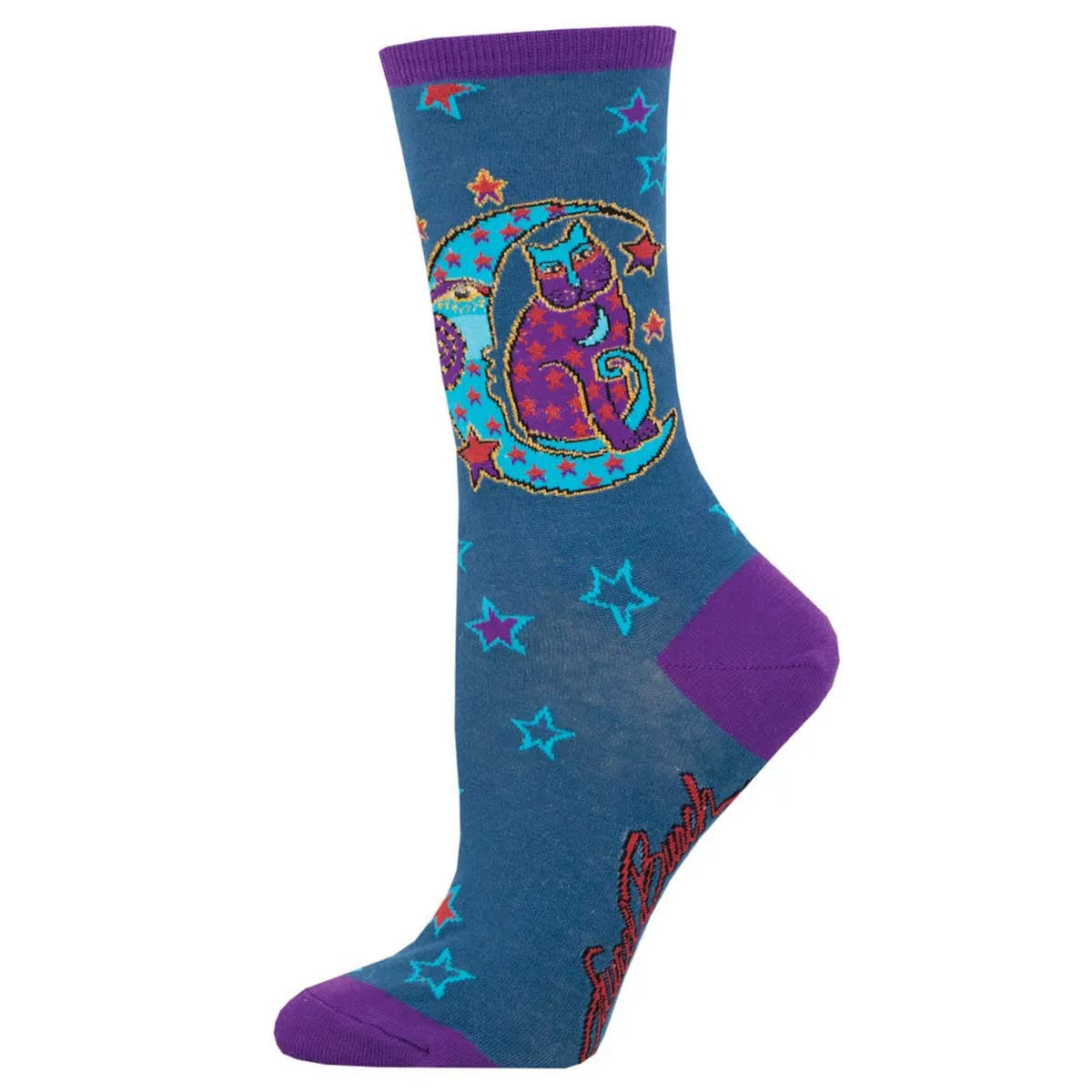 Moonside Cat, Laurel Burch (Teal) Women’s Crew Socks