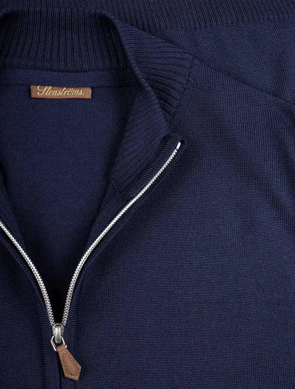 Navy Full Zip Merino Wool Cardigan