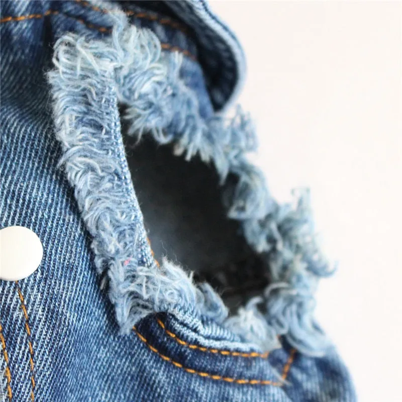Pet Dog Cat Blue Denim Jeans Jacket Coat Vest by Furr Baby Gifts