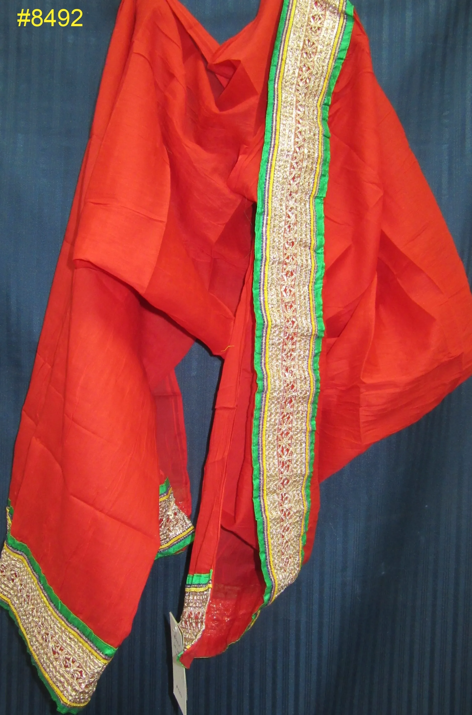 Scarff 8493 Cotton Solid Colors Gold Trim Dupatta Chunni Shawl