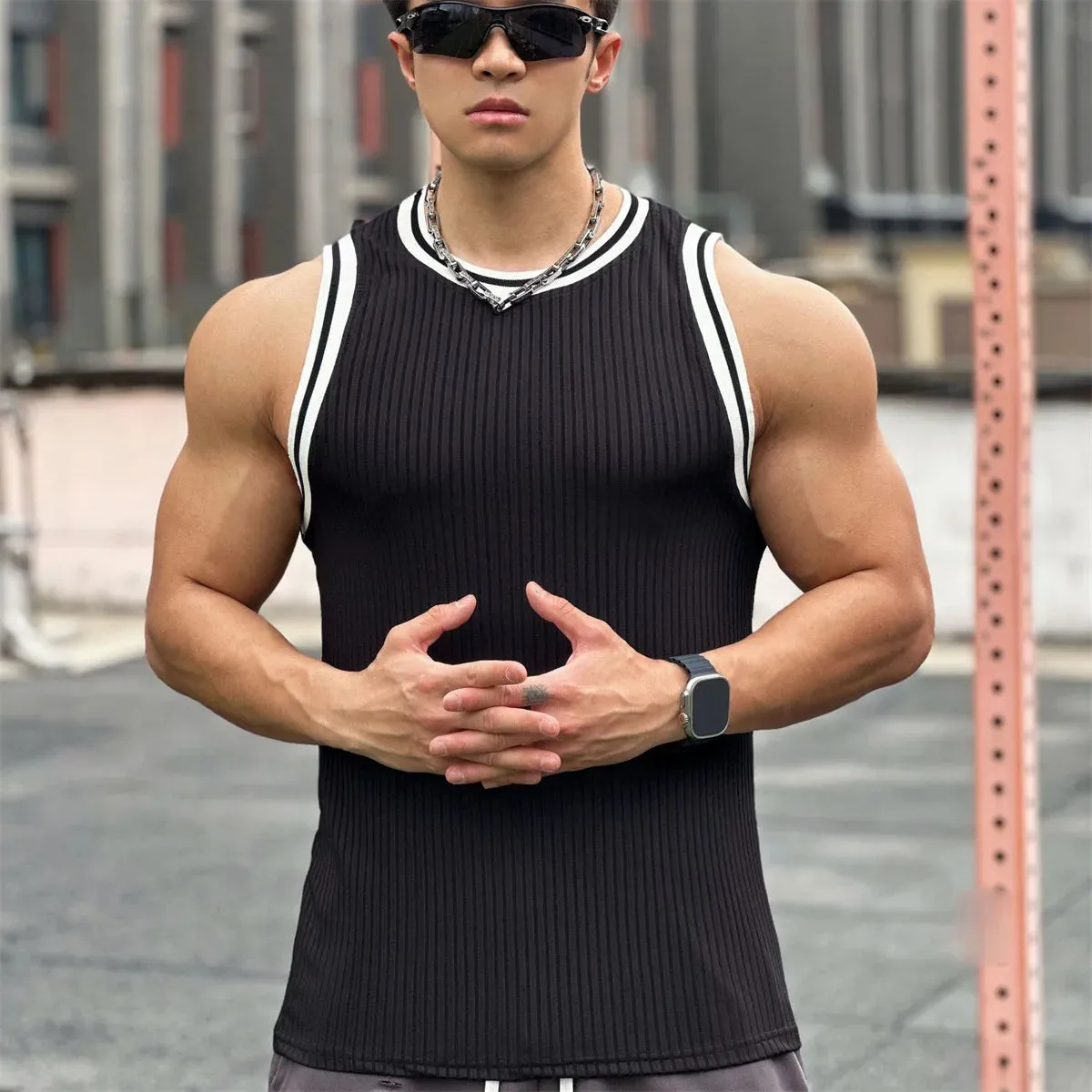 Summer Bodybuilding Tank Tops Men Gym Fitness Sport Sleeveless Shirt Male Casual Skinny Stringer Singlet Vest Workout Clothing