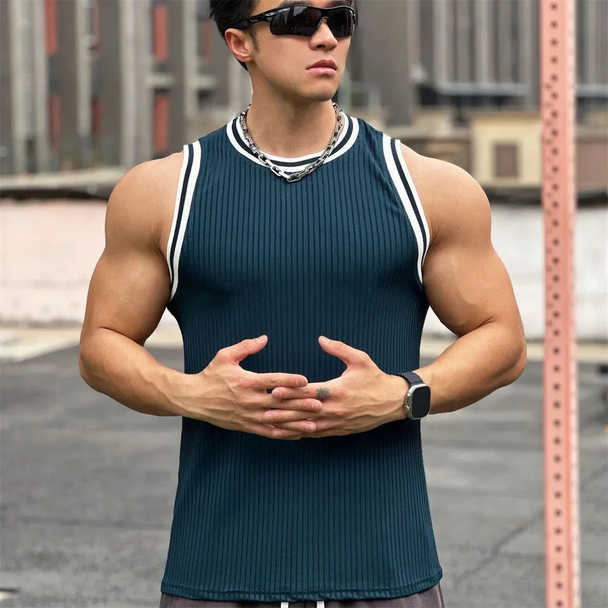 Summer Bodybuilding Tank Tops Men Gym Fitness Sport Sleeveless Shirt Male Casual Skinny Stringer Singlet Vest Workout Clothing