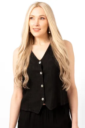 Summer Italian Linen Waistcoat - Black