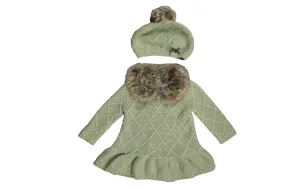Tahari Long Sleeve Knit Dress and Beanie Set 6M