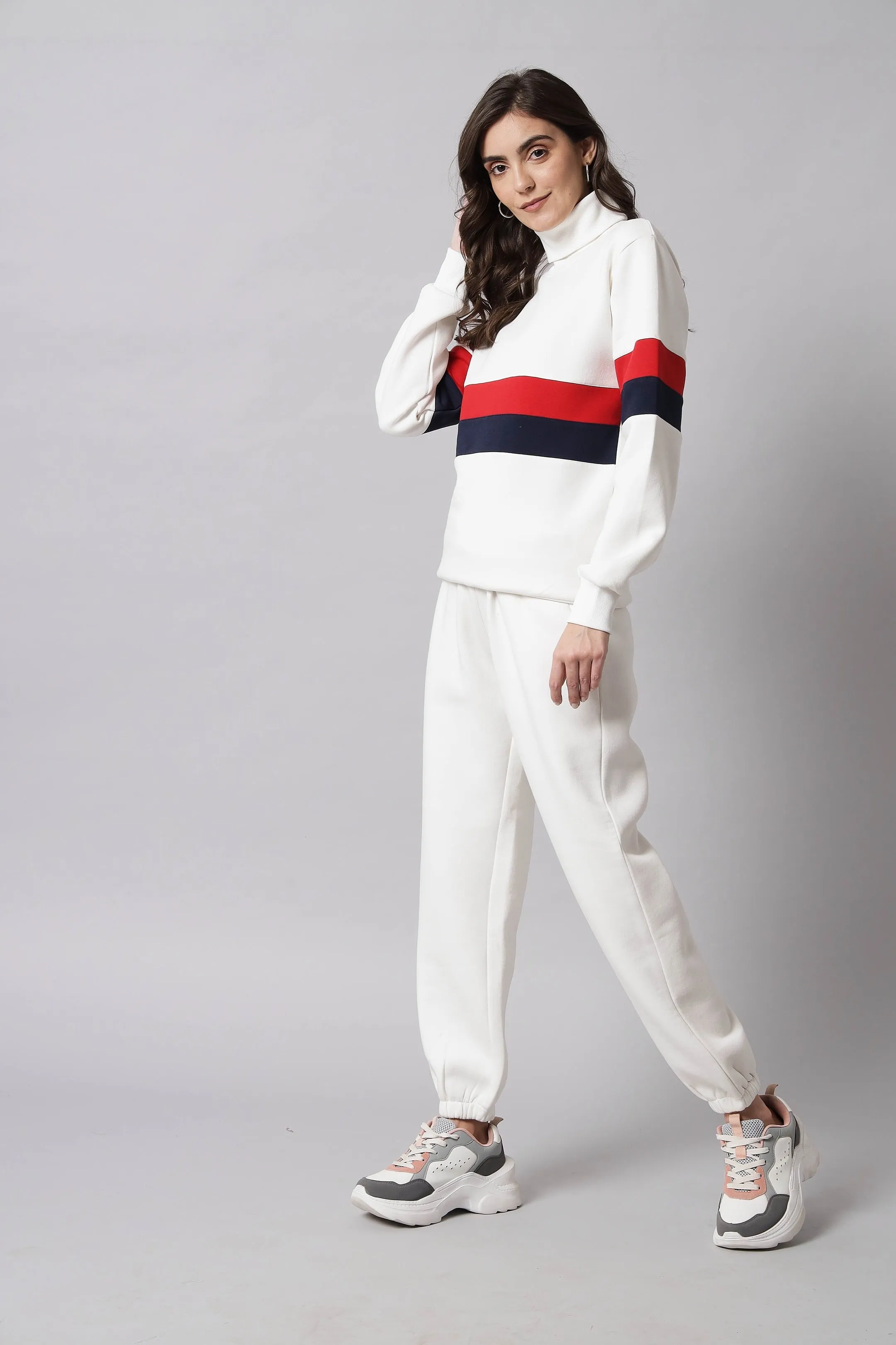 Turtleneck Chic: Striped Co-ord Set