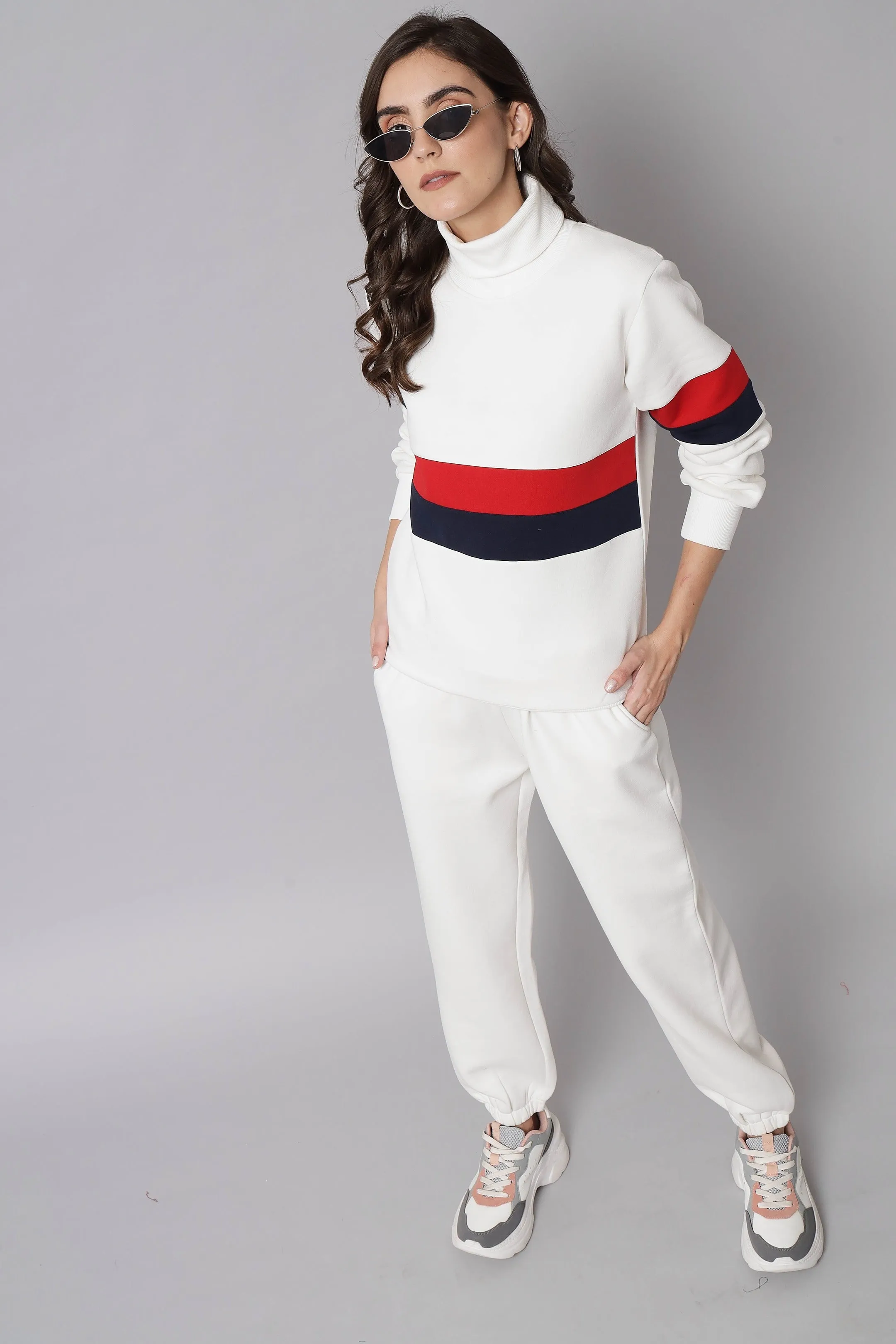 Turtleneck Chic: Striped Co-ord Set