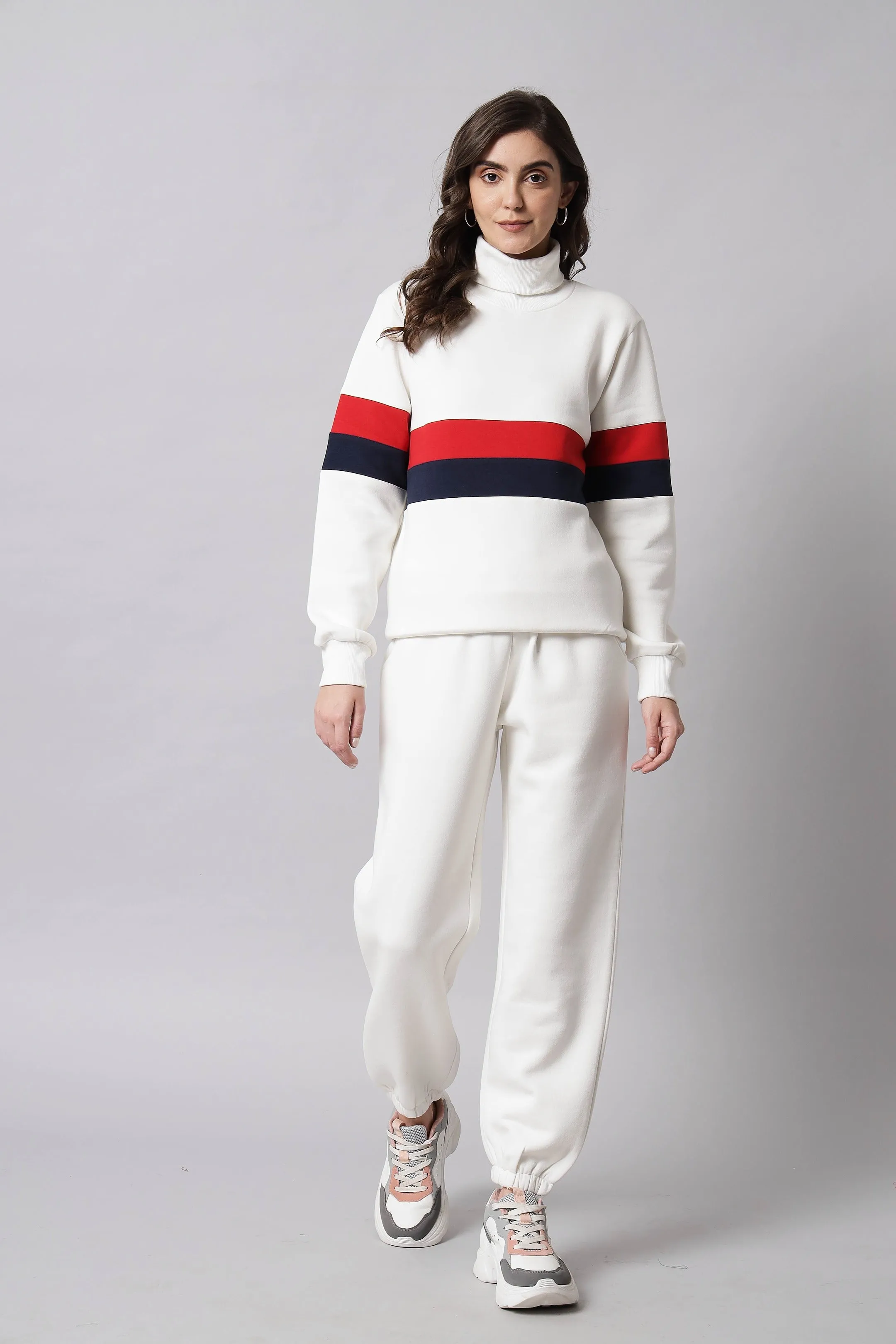 Turtleneck Chic: Striped Co-ord Set