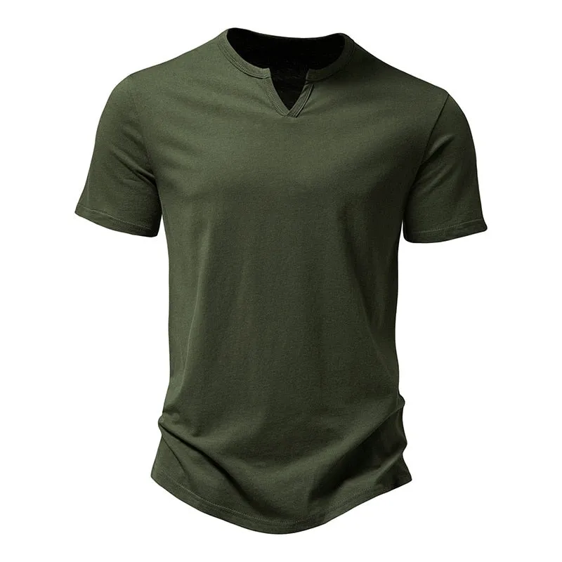 Ultra-Soft Bamboo Cotton Henley T-Shirts Men Brand Slim Fit Short Sleeve V Neck T Shirt Men Daily Work Causal Tops Tees XXL