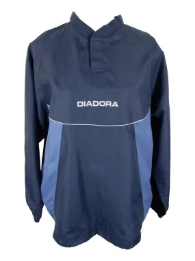 Vintage 2000s Y2K Men’s Streetwear Utility Sports Diadora Branded Dark Navy Blue Mockneck Pullover Windbreaker Shell Jacket | Men’s Size L