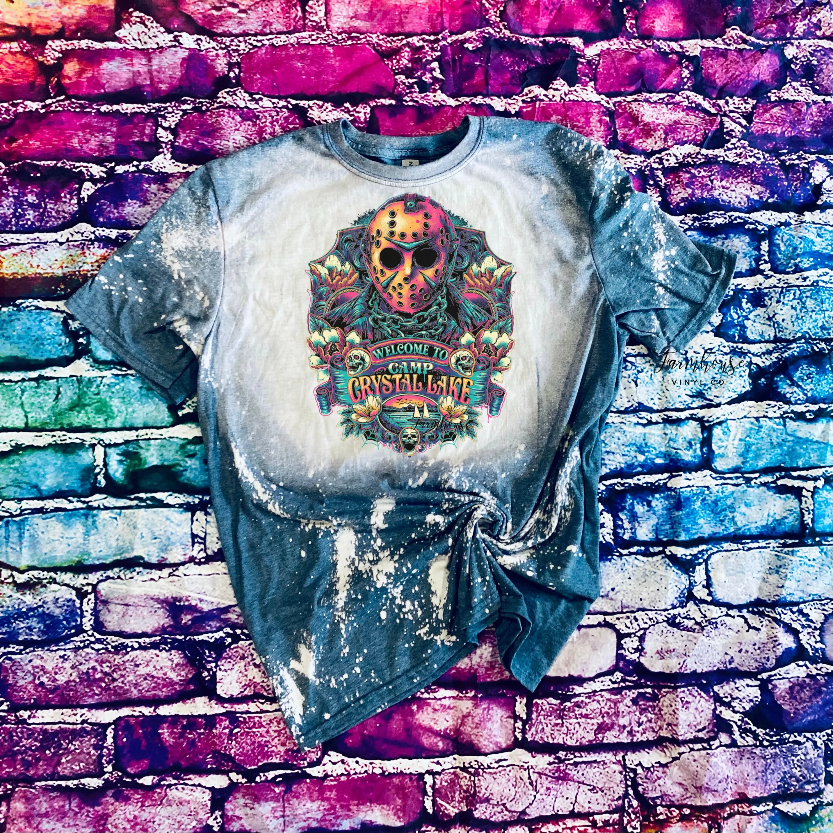 Welcome to Camp Crystal Lake Jason Voorhees Bleached Shirt