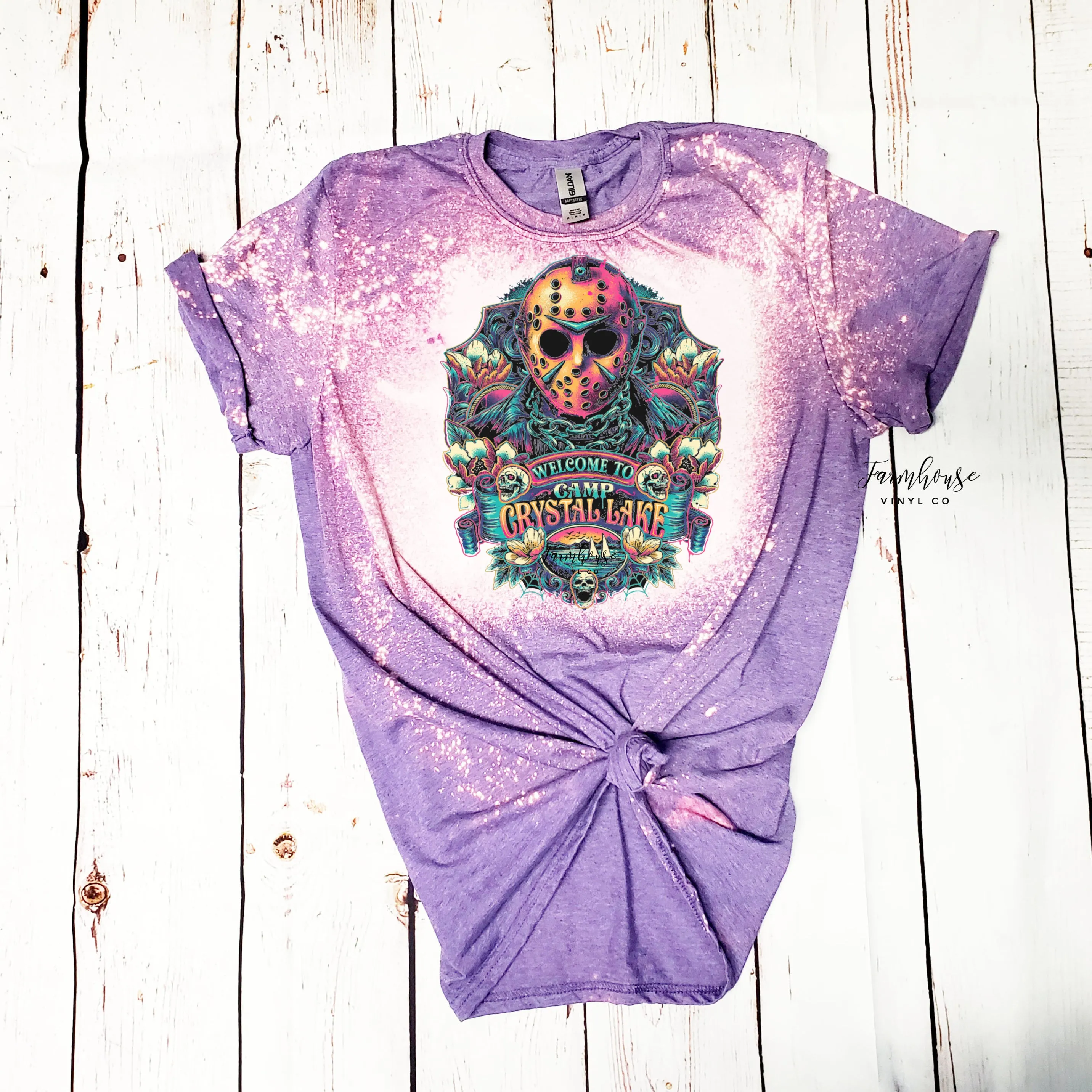 Welcome to Camp Crystal Lake Jason Voorhees Bleached Shirt