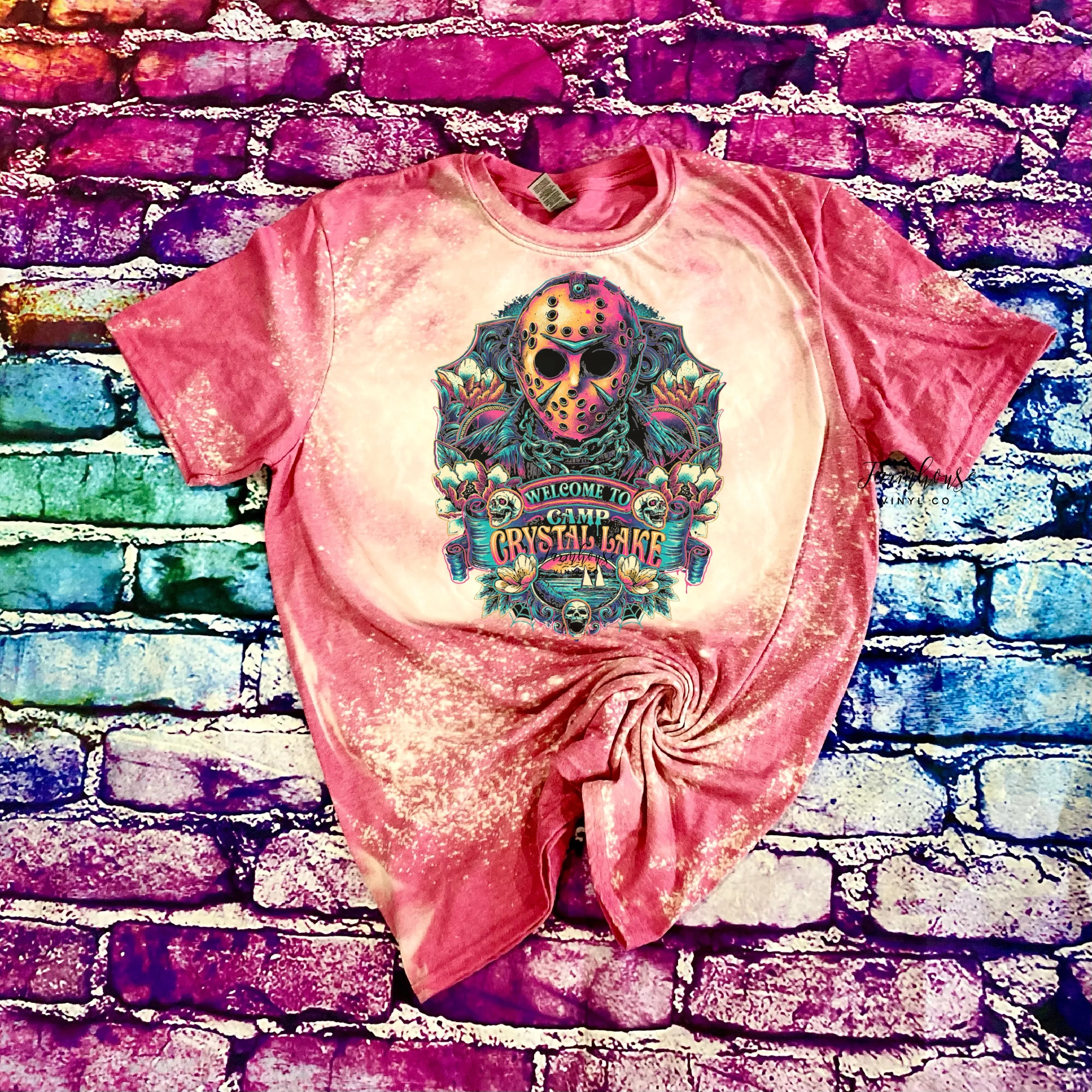 Welcome to Camp Crystal Lake Jason Voorhees Bleached Shirt
