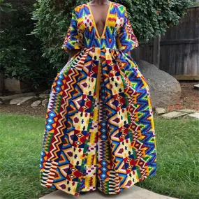 Women Jumpsuit 2020 African Dresses For Women Wide Leg Pants V-neck Blouse Trousers Dashiki Print African Clothes Vestios Robes